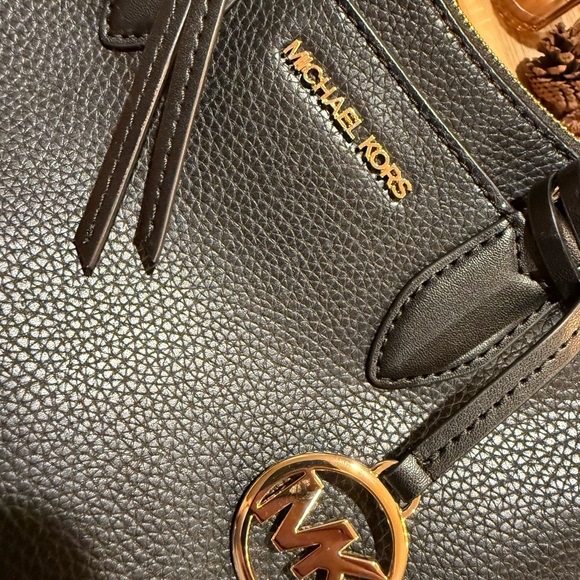 Michael Kors Black Pebbled Leather Satchel with Gold Hardware - Picture 4 of 6